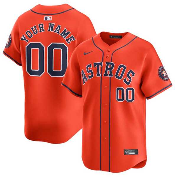 Mens Houston Astros Customized Orange 2024 Alternate Limited Stitched Baseball Jersey->->Custom Jersey